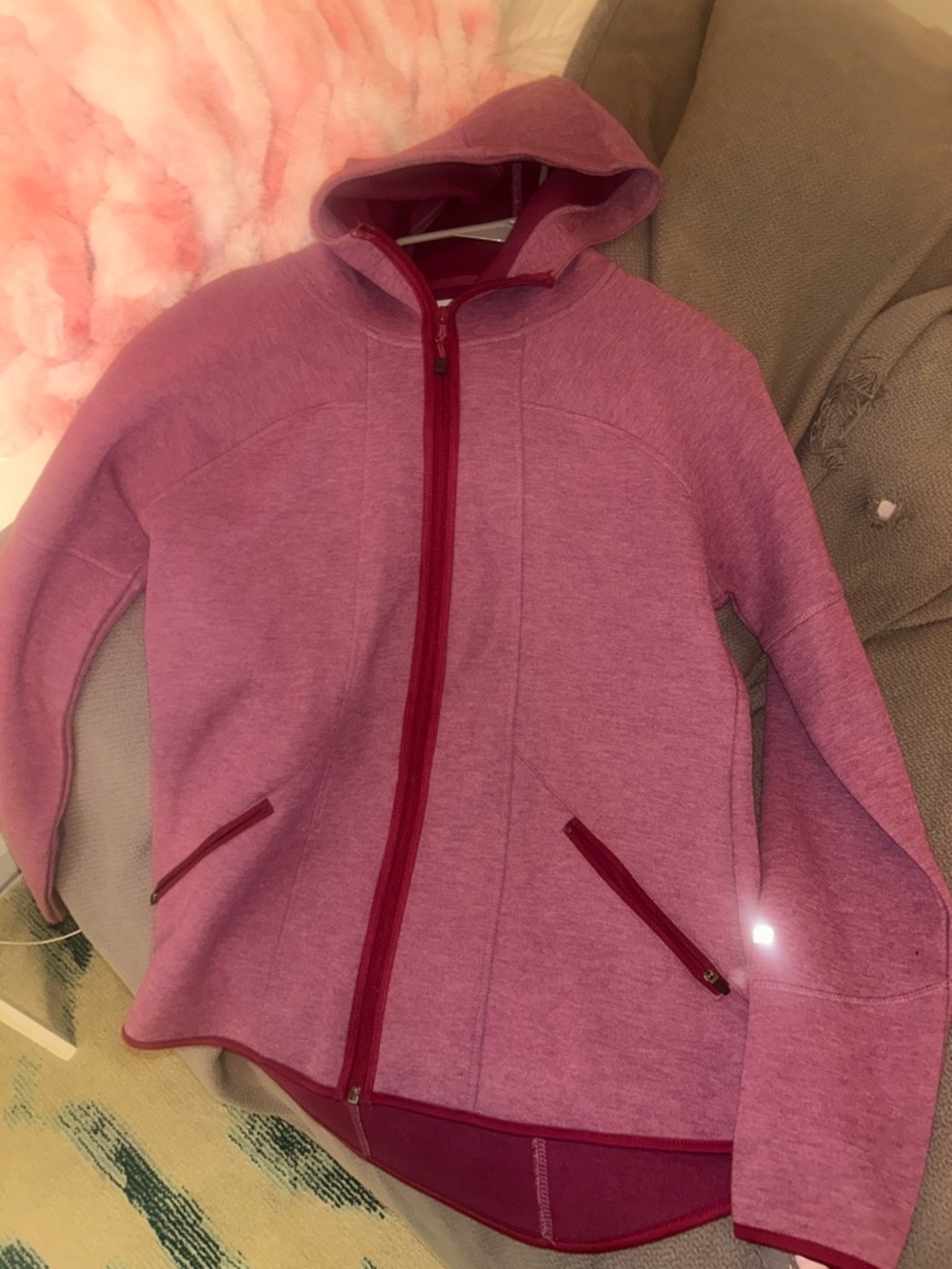 Avalanche Girls Heathered Pink Hooded Zip Jacket